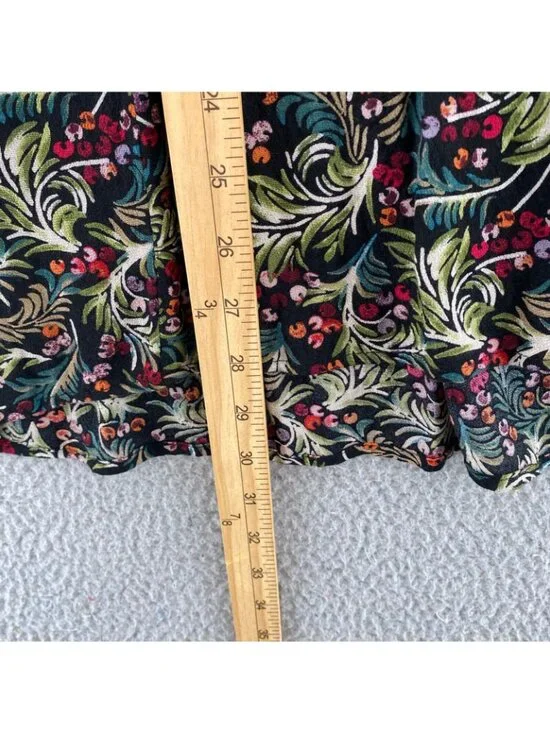 J Jill Top Womens Medium Black Multi Floral Tunic Long Sleeves Pullover Blouse - Picture 9 of 10